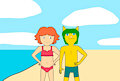 Ponyo and Mikey walking around the beach by NatGallery