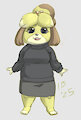 Isabelle in sweater and skirt by RedPanther