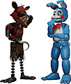 Withered Foxy and Toy Bonnie by SpyrotheDragon2022