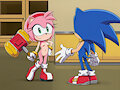 Sonic X AI redraw: Amy, Sonic and a hammer by quacking