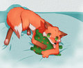 What does the fox on the bed? (clean)