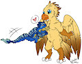 Valentine's Day - Raptor Ran and Chocobo Marquis by Namelessimp