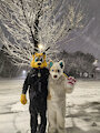 Rascal & Relay pose in the snow.