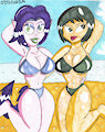 A.T: Ly and Ashi in bikini in the beach by CapCheto92