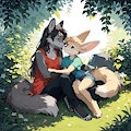 Smol fox and wolf by GilesDerpfox