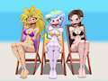 3 Bound Gals At The Beach (Ball gag alt) Animation