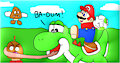 mario and yoshi versus goombas by frogtable125