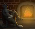 Comm for Byakko110 - Kiran at the fireplace by Rahir