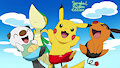 Pikachu, Oshawott, Tepig, and Snivy Happy - E by SergioLH25