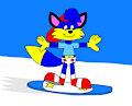 Alex the Fox Ride on a Snowboard