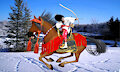Tokiyuki Hojo on his war horse flying mist! by Clemens