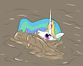 princess celestia having fun in mud 3 by mucky