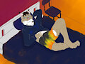 A lynx relaxing on a bed. by Liolynx
