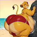 Obese Simba at the Beach by ClownsLaughing