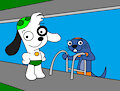 Doki and Fico at the pool in Speedos