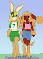 Truffle and May walking downtown by AlloyRabbit