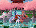 Koi Pond Under the Sakura Trees