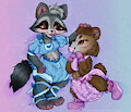 Sapphire the Raccoon and Honey the Bear fullbody illustration by FedhaKwatoNyemethyst