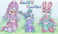 Lilac, Pearl, and Banri the Bunny babyfurs happy Easter 2025 fullbody illustration
