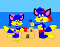 Alex and Alicia Building a Sand Castle at the Beach by ToonlandianFox2002