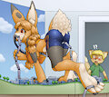 Chrome plays with a train by AlloyRabbit