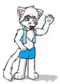 Chris the Kitty - wearing a vest and shorts