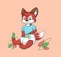 Foxy plays whit leaf