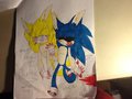 Fleetway super sonic and Sonic EXE by Neonanimals000