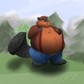 Fat Macro Beaver Taking a Stroll