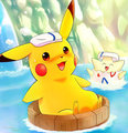 Floating Pikachu by vermeilbird