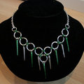 Silver and Green Spikes choker - For Sale