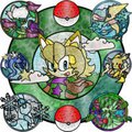 JK and his Pokemon team Stained Glass Commission