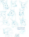 Deer, Foal, and the Last Unicorn Sketches