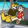 [BB] Dipper and I were content sitting on a swing out front.