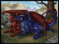 Dragon cuddles by Rinienne