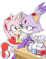 Amy and Blaze cooking.