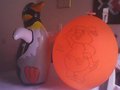 Inflatable Penguin and Balloon Bunny