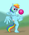 Rainbow Dash bounces her ball