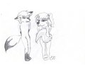 Fox and Wolf Cubs Posing by OdaFolx
