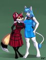 Fox and cat buddies - dressed version